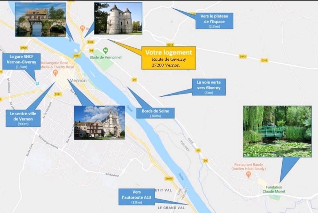 Appartement Charmant A Vernon Tout Pres De Giverny Eksteriør billede